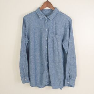 GAP Linen Blend Button Up Shirt Chambray Size XL